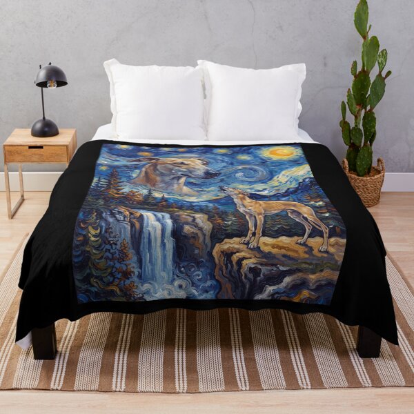 Item preview, Greyhound Howling Moon Starry Night Van Gogh Art Dog Lover designed and sold by dian-rody-crest.