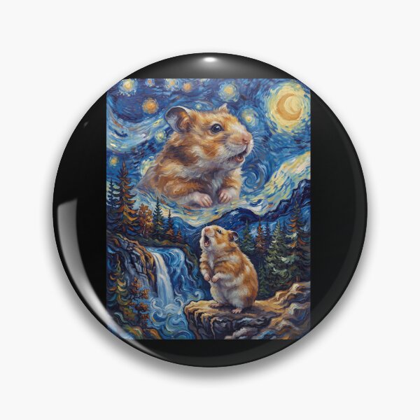 Item preview, Hamster Howling Moon Starry Night Van Gogh Art Animal Lover designed and sold by dian-rody-crest.
