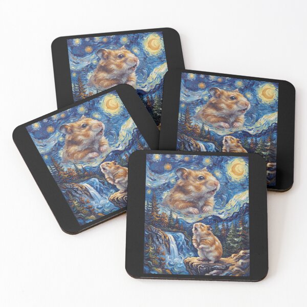Item preview, Hamster Howling Moon Starry Night Van Gogh Art Animal Lover designed and sold by dian-rody-crest.