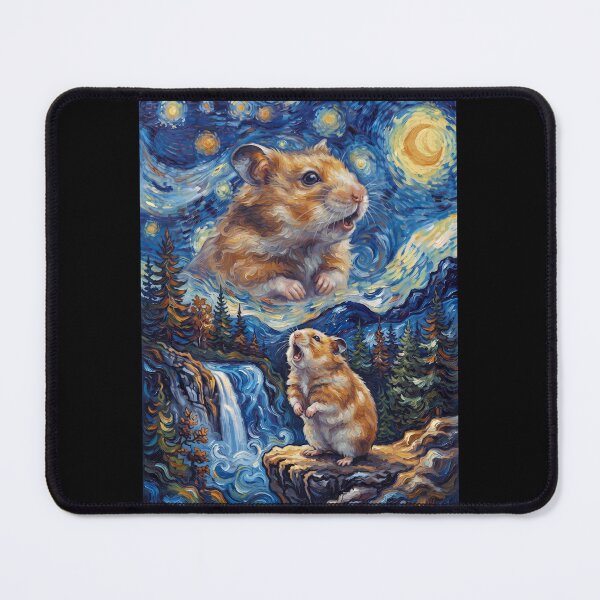 Item preview, Hamster Howling Moon Starry Night Van Gogh Art Animal Lover designed and sold by dian-rody-crest.