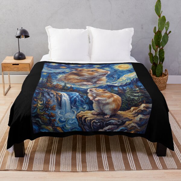 Item preview, Hamster Howling Moon Starry Night Van Gogh Art Animal Lover designed and sold by dian-rody-crest.