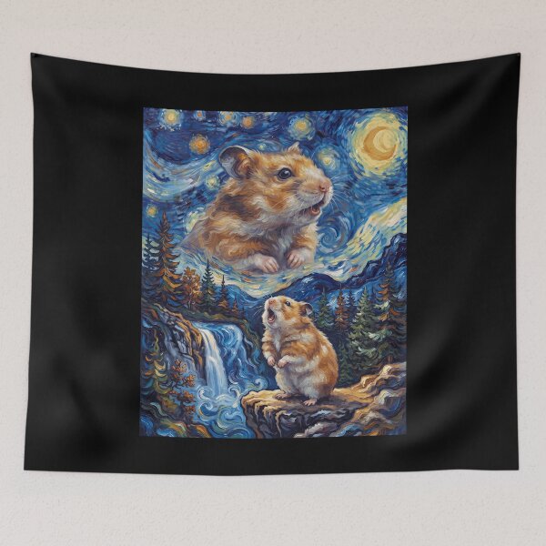 Item preview, Hamster Howling Moon Starry Night Van Gogh Art Animal Lover designed and sold by dian-rody-crest.