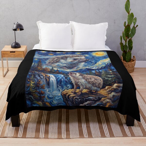 Item preview, Hedgehog Howling Moon Starry Night Van Gogh Art Animal Lover designed and sold by dian-rody-crest.
