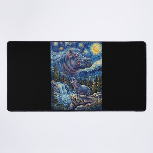Item preview, Hippo Howling Moon Starry Night Van Gogh Art Animal Lover designed and sold by dian-rody-crest.