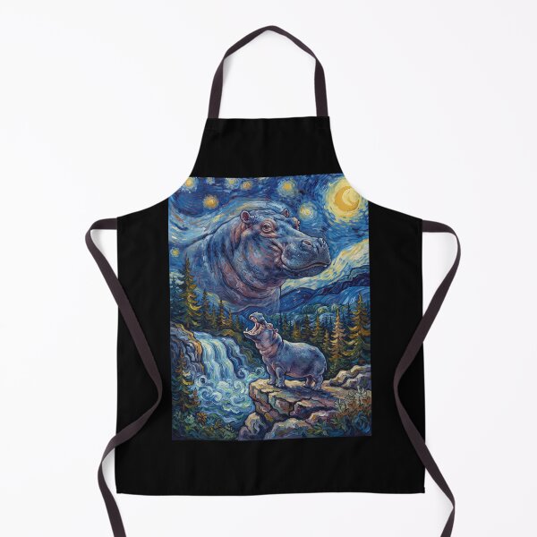 Item preview, Hippo Howling Moon Starry Night Van Gogh Art Animal Lover designed and sold by dian-rody-crest.