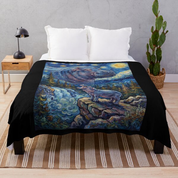 Item preview, Hippo Howling Moon Starry Night Van Gogh Art Animal Lover designed and sold by dian-rody-crest.