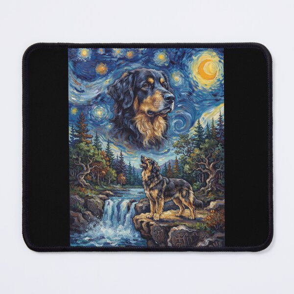 Item preview, Hovawart Howling Moon Starry Night Van Gogh Art Animal Lover designed and sold by dian-rody-crest.