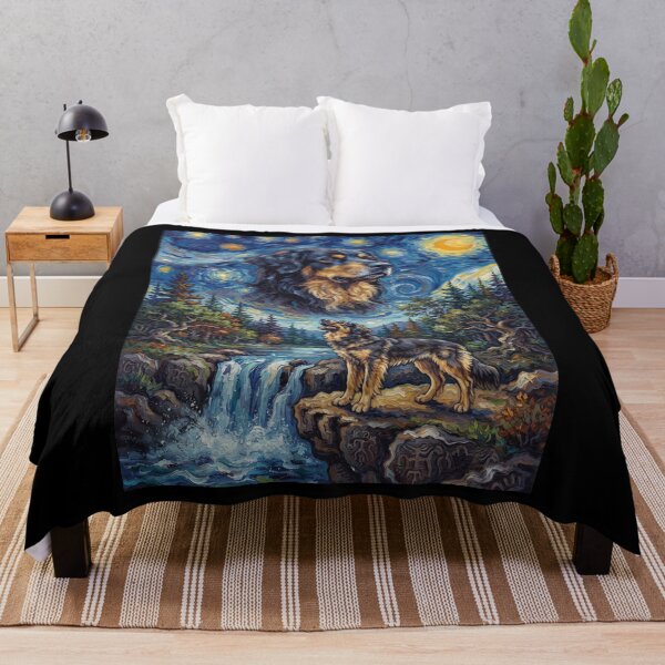 Item preview, Hovawart Howling Moon Starry Night Van Gogh Art Animal Lover designed and sold by dian-rody-crest.