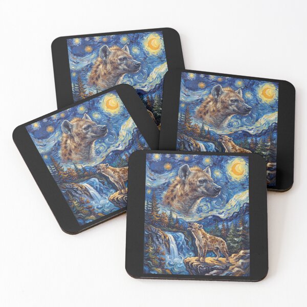 Item preview, Hyena Howling Moon Starry Night Van Gogh Art Animal Lover designed and sold by dian-rody-crest.