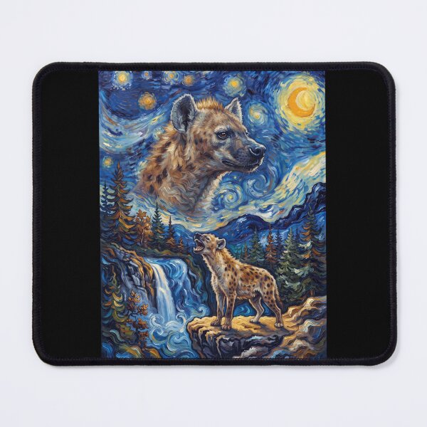 Item preview, Hyena Howling Moon Starry Night Van Gogh Art Animal Lover designed and sold by dian-rody-crest.