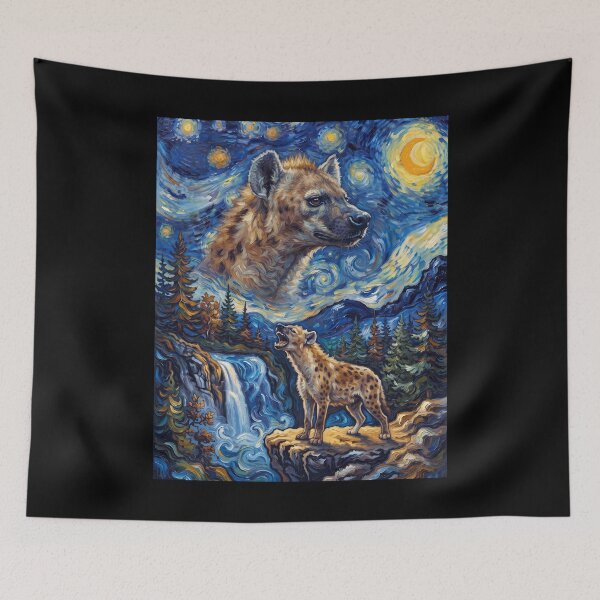 Item preview, Hyena Howling Moon Starry Night Van Gogh Art Animal Lover designed and sold by dian-rody-crest.