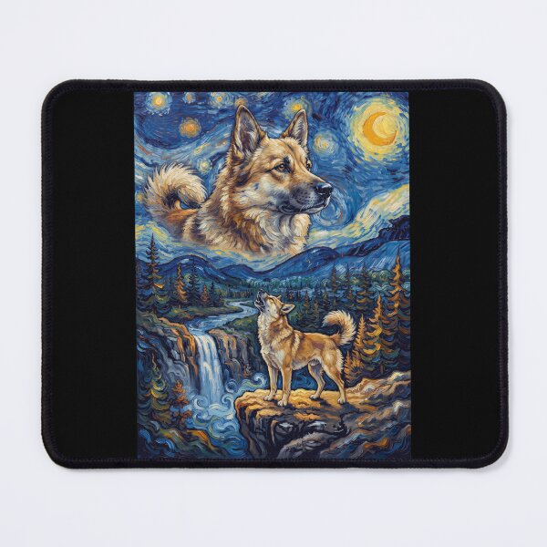 Item preview, Icelandic Sheepdog Howling Moon Starry Night Van Gogh Art Animal Lover designed and sold by dian-rody-crest.