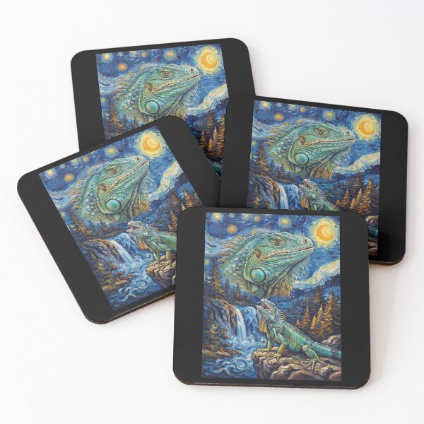 Item preview, Iguana Howling Moon Starry Night Van Gogh Art Animal Lover designed and sold by dian-rody-crest.