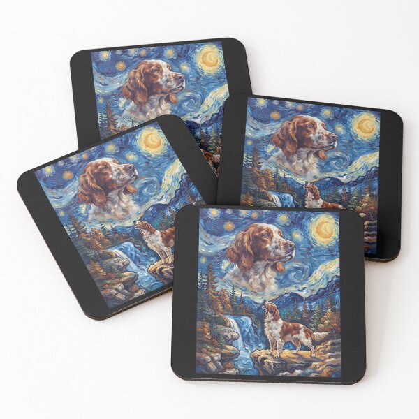 Item preview, Irish Red And White Setter Howling Moon Starry Night Van Gogh Art Animal Lover designed and sold by dian-rody-crest.