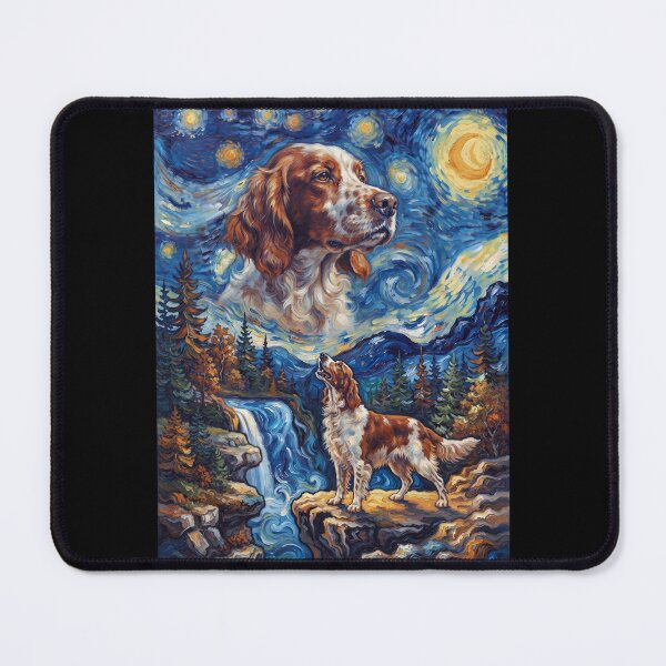 Item preview, Irish Red And White Setter Howling Moon Starry Night Van Gogh Art Animal Lover designed and sold by dian-rody-crest.