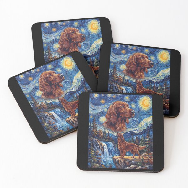 Item preview, Irish Setter Howling Moon Starry Night Van Gogh Art Animal Lover designed and sold by dian-rody-crest.