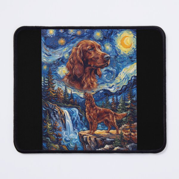 Item preview, Irish Setter Howling Moon Starry Night Van Gogh Art Animal Lover designed and sold by dian-rody-crest.