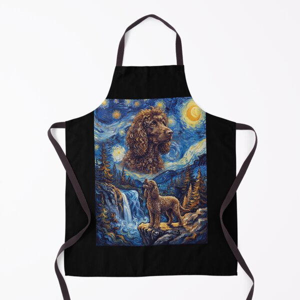 Item preview, Irish Water Spaniel Howling Moon Starry Night Van Gogh Art Animal Lover designed and sold by dian-rody-crest.