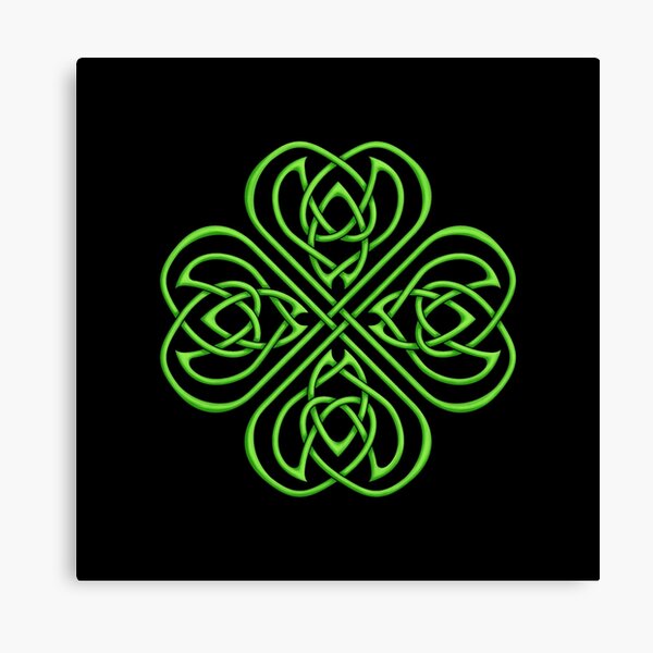 Irish Shamrock - Green Celtic Knotwork Canvas Print