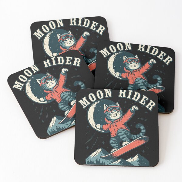 Item preview, Cat Snowboarding Moon Retro Art designed and sold by KENNETHPAGANJON.