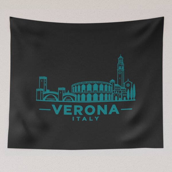 Artikelvorschau, Verona Italien Linienkunst Skyline Poster entworfen und verkauft von CMYKStudio.