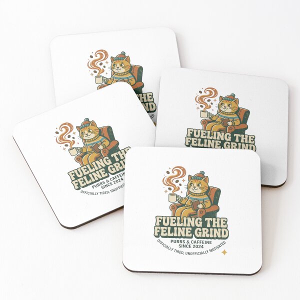 Item preview, Fueling The Feline Grind Funny Retro Cat Coffee designed and sold by RoyalDeluxGo.
