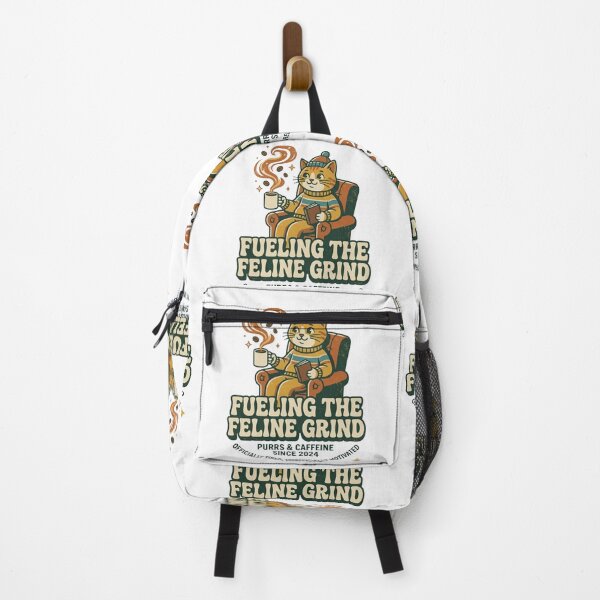 Item preview, Fueling The Feline Grind Funny Retro Cat Coffee designed and sold by RoyalDeluxGo.