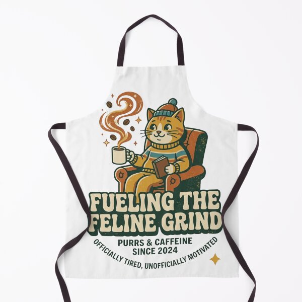 Item preview, Fueling The Feline Grind Funny Retro Cat Coffee designed and sold by RoyalDeluxGo.