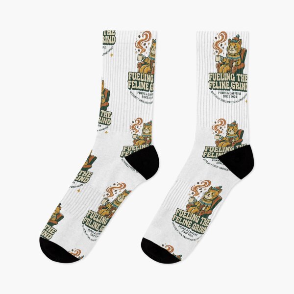 Item preview, Fueling The Feline Grind Funny Retro Cat Coffee designed and sold by RoyalDeluxGo.