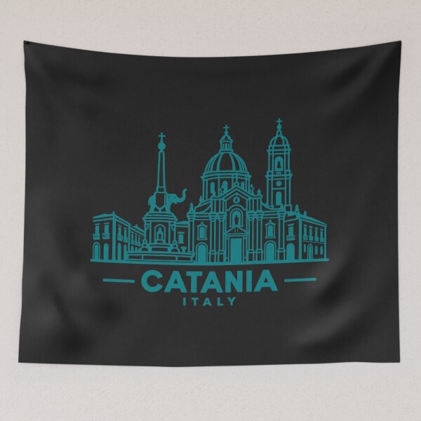 Aperçu de l'œuvre Affiche de la skyline de Catane, Sicile, Italie (dessin au trait) créée et vendue par CMYKStudio.