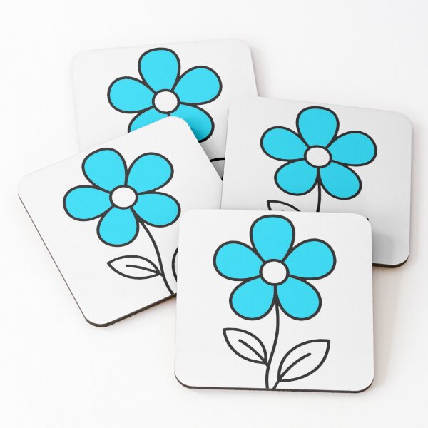 Item preview, Monoline Flower Line Art with Cyan Accent designed and sold by Prishea.