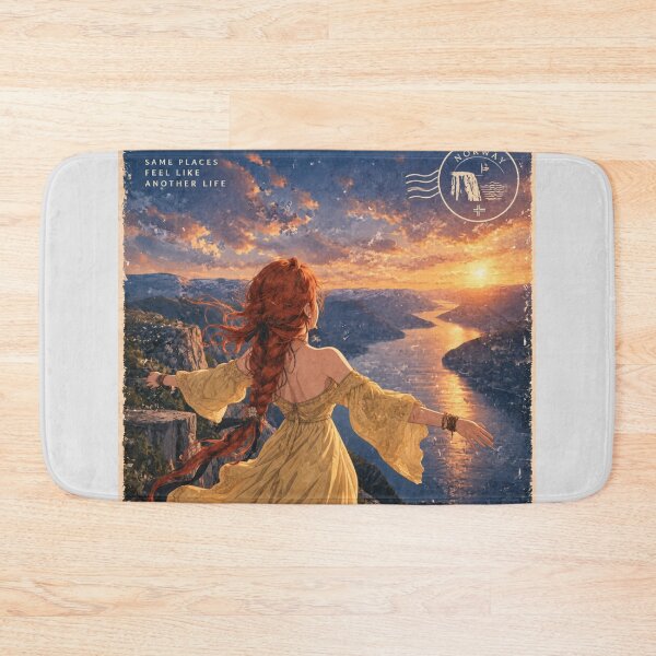 Item preview, Norway Preikestolen Cliff, Fjord,  Redhead Knight Time Traveler  designed and sold by DibujandoPorfa.