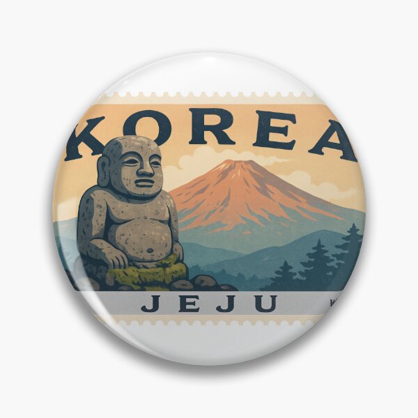 Item preview, Vintage Korea Jeju Island Dol Harubang Mount Hallasan Postage Stamp Vector designed and sold by Shutter-Dragon.