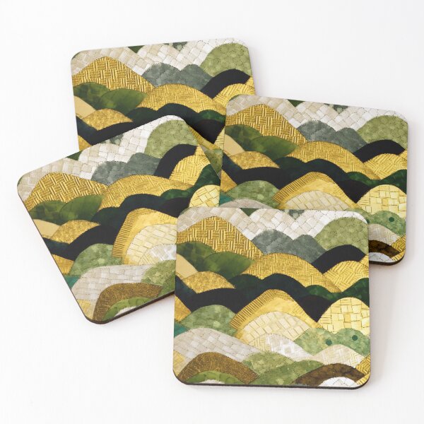 Item preview, Modern Luxury Green, Golden, and Cream Waves Pattern designed and sold by DEC02.