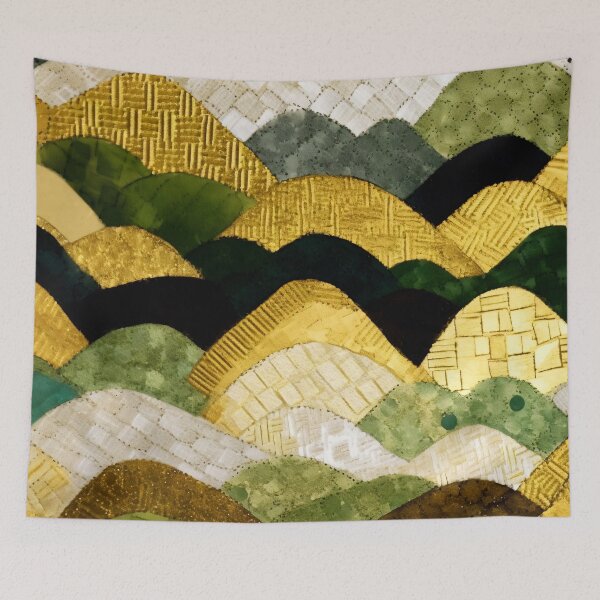 Item preview, Modern Luxury Green, Golden, and Cream Waves Pattern designed and sold by DEC02.