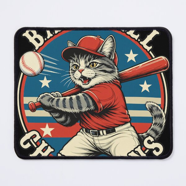 Item preview, Vintage Baseball Cat Swinging Bat Emblem designed and sold by CHARLESMCCLAREN.