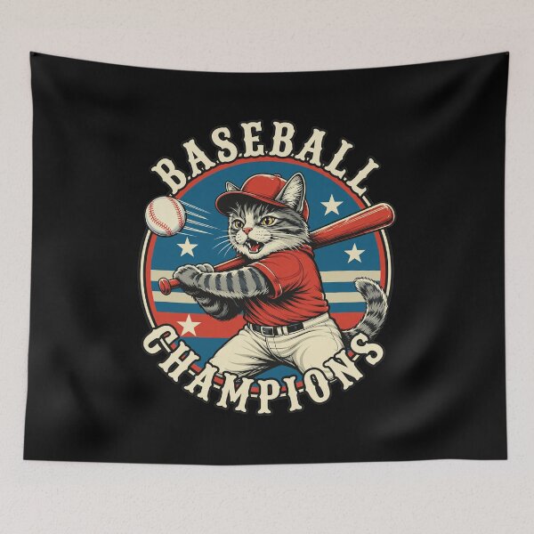 Item preview, Vintage Baseball Cat Swinging Bat Emblem designed and sold by CHARLESMCCLAREN.
