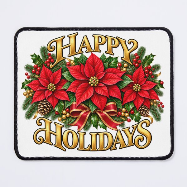 Item preview, Red Poinsettia Happy Holidays Christmas Floral Design designed and sold by LnsCreations.