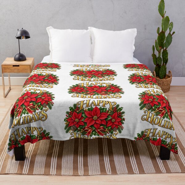 Item preview, Red Poinsettia Happy Holidays Christmas Floral Design designed and sold by LnsCreations.