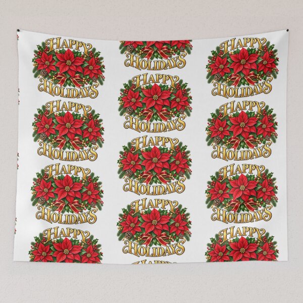 Item preview, Red Poinsettia Happy Holidays Christmas Floral Design designed and sold by LnsCreations.