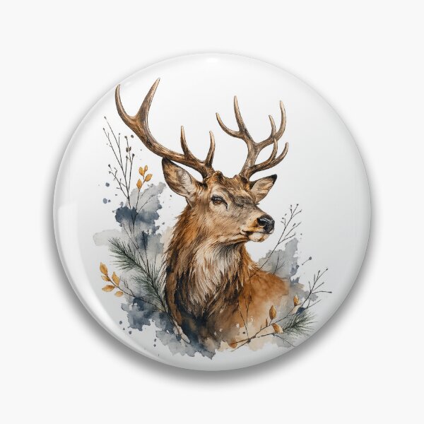 Item preview, Majestic Stag Watercolor Deer Woodland Nature Wildlife Art Design Print designed and sold by inkoutninja.