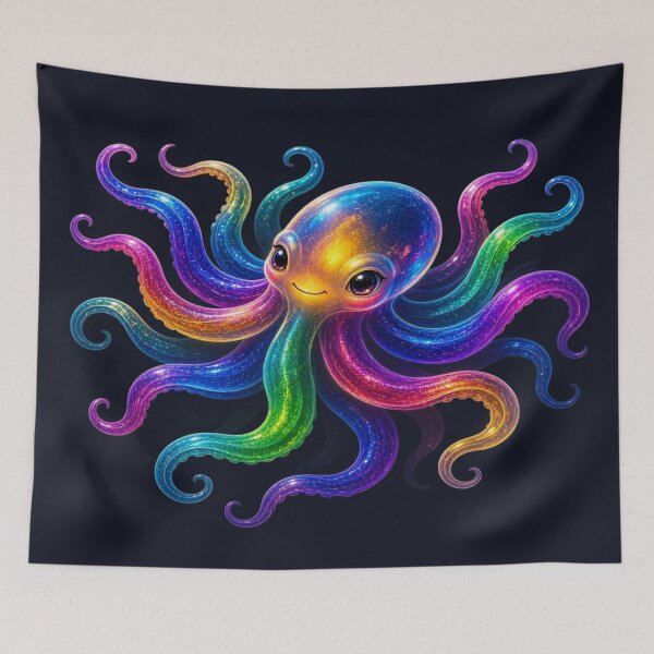 Item preview, Cute Rainbow Galaxy Octopus Kawaii Illustration designed and sold by Breezes-of-Ida.