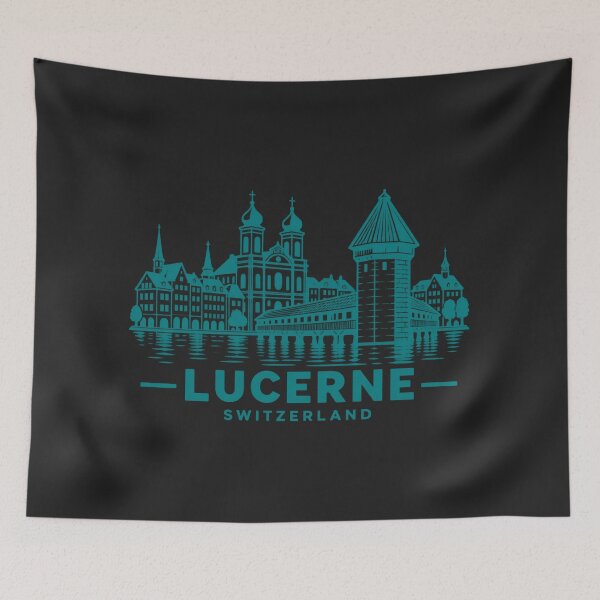 Item preview, Lucerne Switzerland Line Art Skyline Poster designed and sold by CMYKStudio.