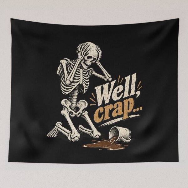 Item preview, Spilled Coffee Funny Skeleton Morning Despair Retro Design designed and sold by RamonaTeal.