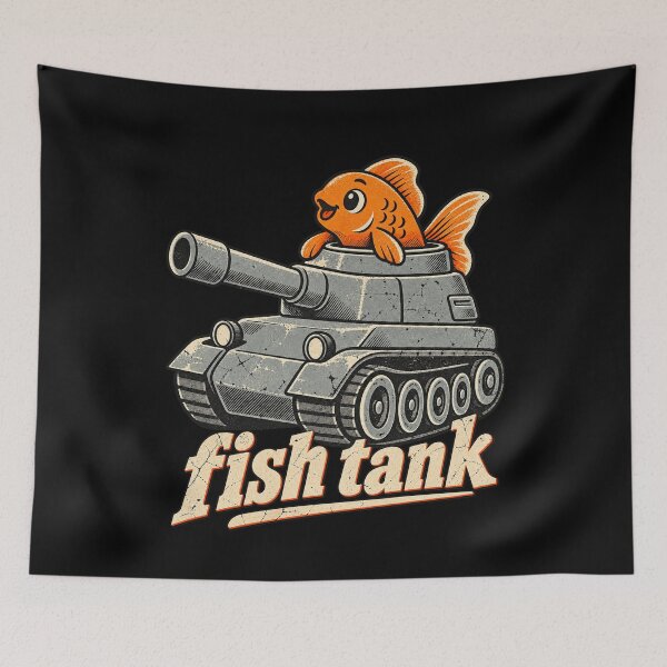 Item preview, Fish Tank Funny Goldfish Driving Army Tank Pun Retro Design designed and sold by RamonaTeal.