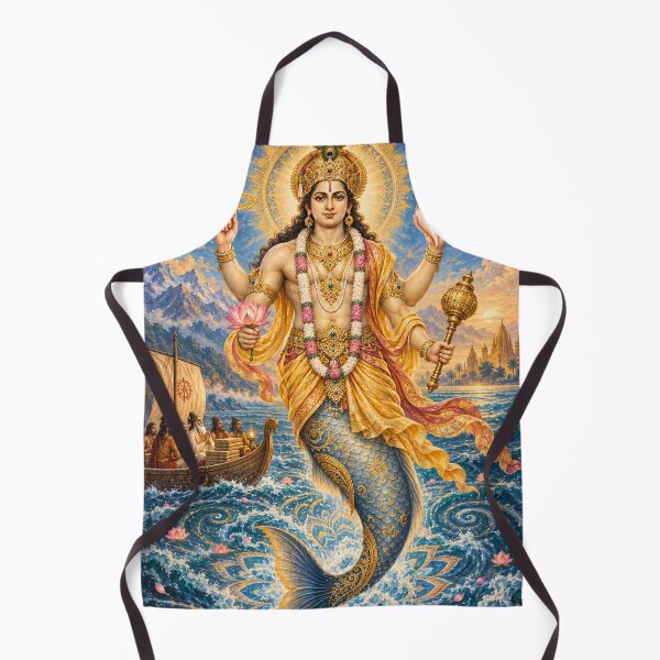 Item preview, Matsya Avatar of Lord Vishnu - Sacred Fish Incarnation Art designed and sold by Homyar.