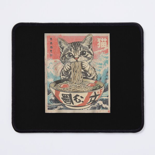 Item preview, Cat Eating Ramen Noodles Kawaii Anime Manga Japanese Food designed and sold by MassonCalepon.