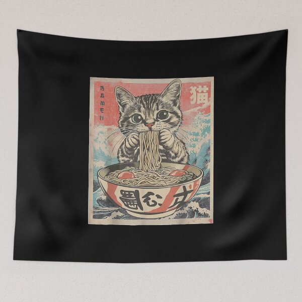 Item preview, Cat Eating Ramen Noodles Kawaii Anime Manga Japanese Food  designed and sold by MassonCalepon.