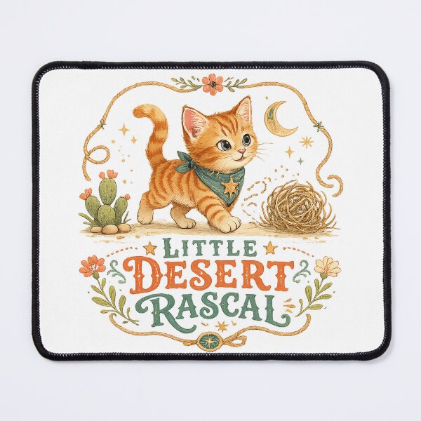 Item preview, Little Desert Rascal Cute Orange Kitten Western Cactus Art Design designed and sold by inkoutninja.