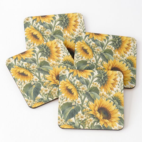Item preview, Mustard Bohemian Sunflowers and Daisies Botanical designed and sold by scicilysimonee.